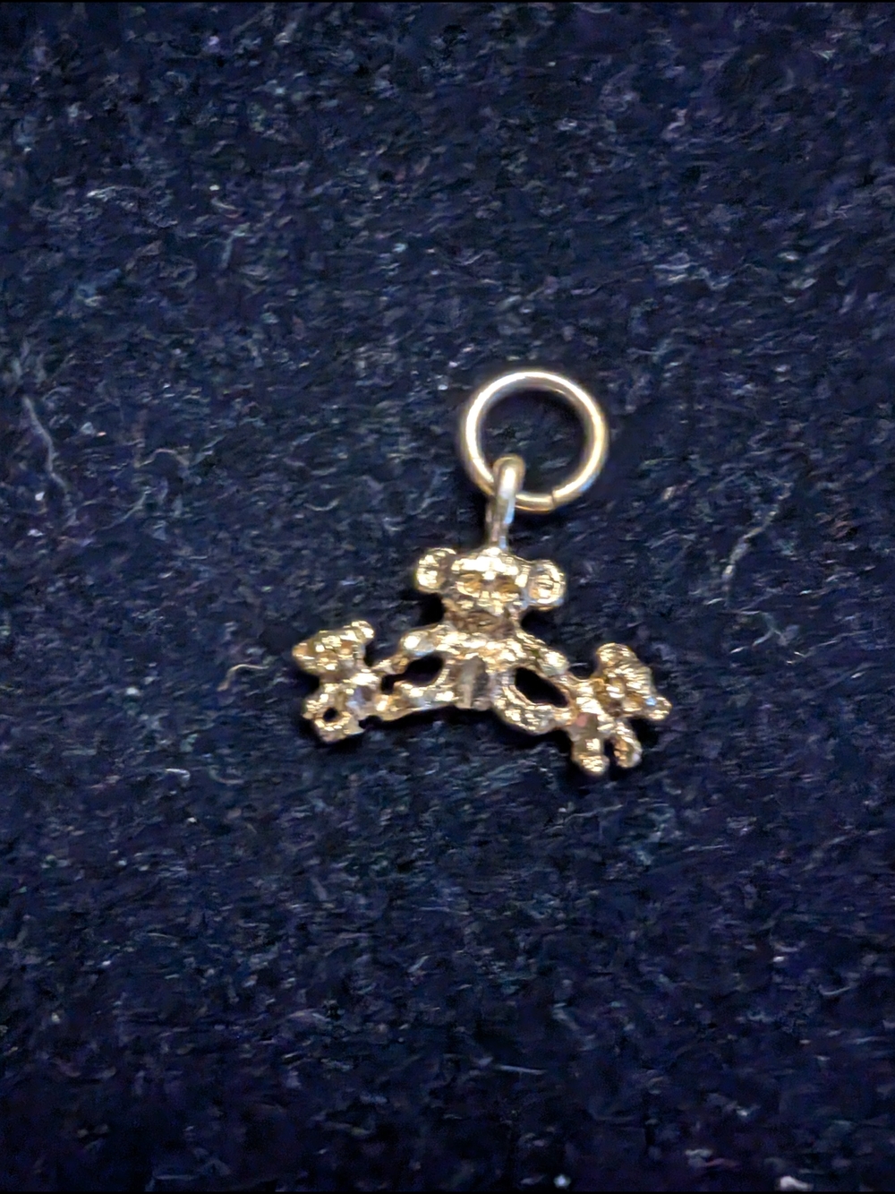 Gold Tone Three Teddy Bears Charm Pendant